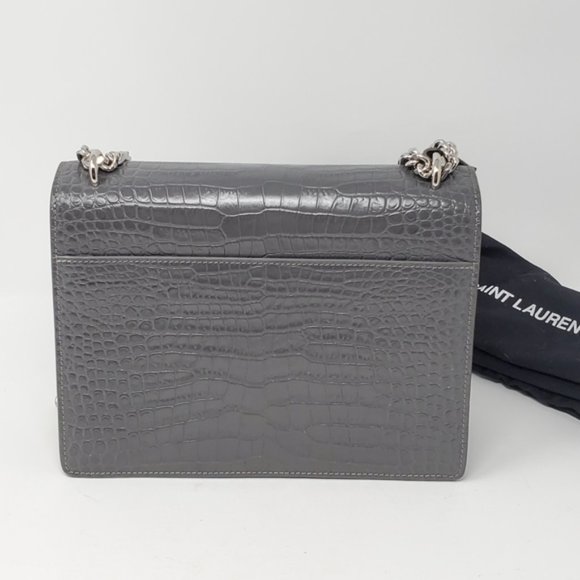 YSL SUNSET Medium Croc Crossbody Brand New - Picture 3 of 13